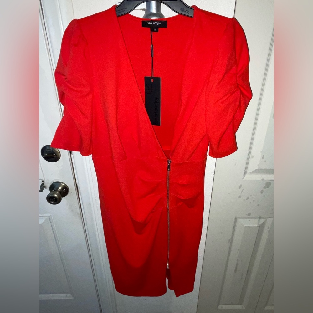 Vibrant Red Long Sleeve Dress